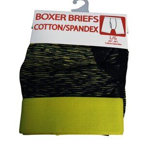 Mens Size L 36 38 Boxer Briefs Cotton Spandex Blend Black Neon Green Stretch NEW